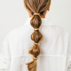 Veloura Gold Metal Hair Tie Set Minimalist Ponytail Holder 4pcs